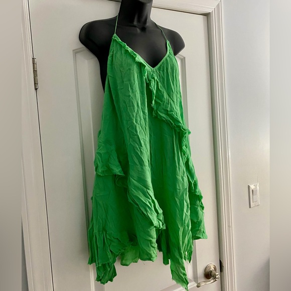 Free People Sunlit Green Backless Halter Dress - Picture 3 of 11